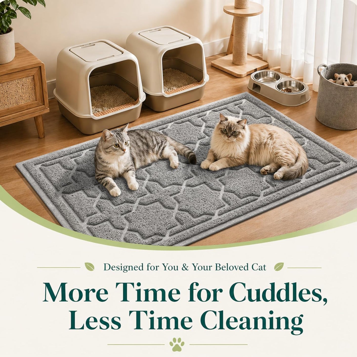 Waterproof Cat Litter Trap Mat, 35.4 x 23.6 inches, Dark Grey
