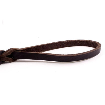 Premium Handmade Cowhide Leather Dog Leash for Large Breeds with Brass-Plated Hardware