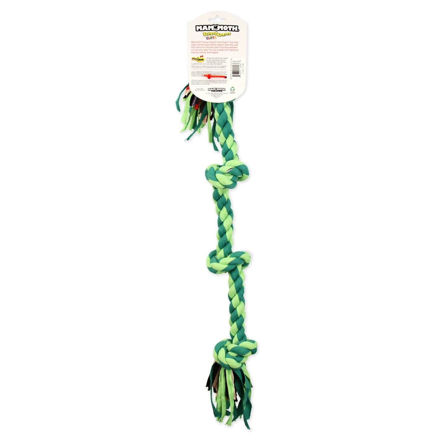 Flossy Chews Large 27" 4-Knot Tug Rope Dog Toy in Assorted Colors