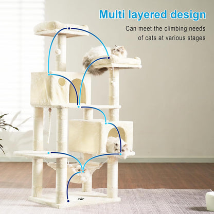 Cat Tree Tower with Sisal Scratching Posts and Spacious Condo, Model MPJ020M