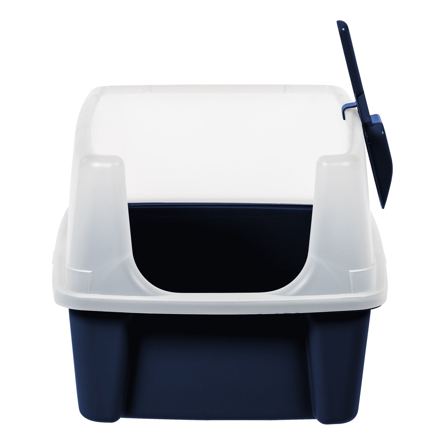 High-Sided Open Top Cat Litter Box with Scoop in Navy