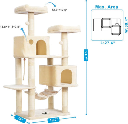Cat Tree Tower with Sisal Scratching Posts and Spacious Condo, Model MPJ020M