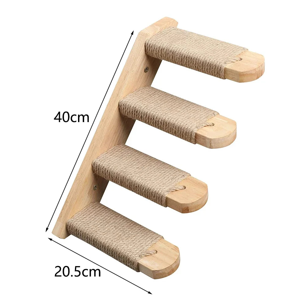 Cat Wall Climbing Shelf and Scratching Post with Hiding House - Multi-Level Pet Furniture Accessories