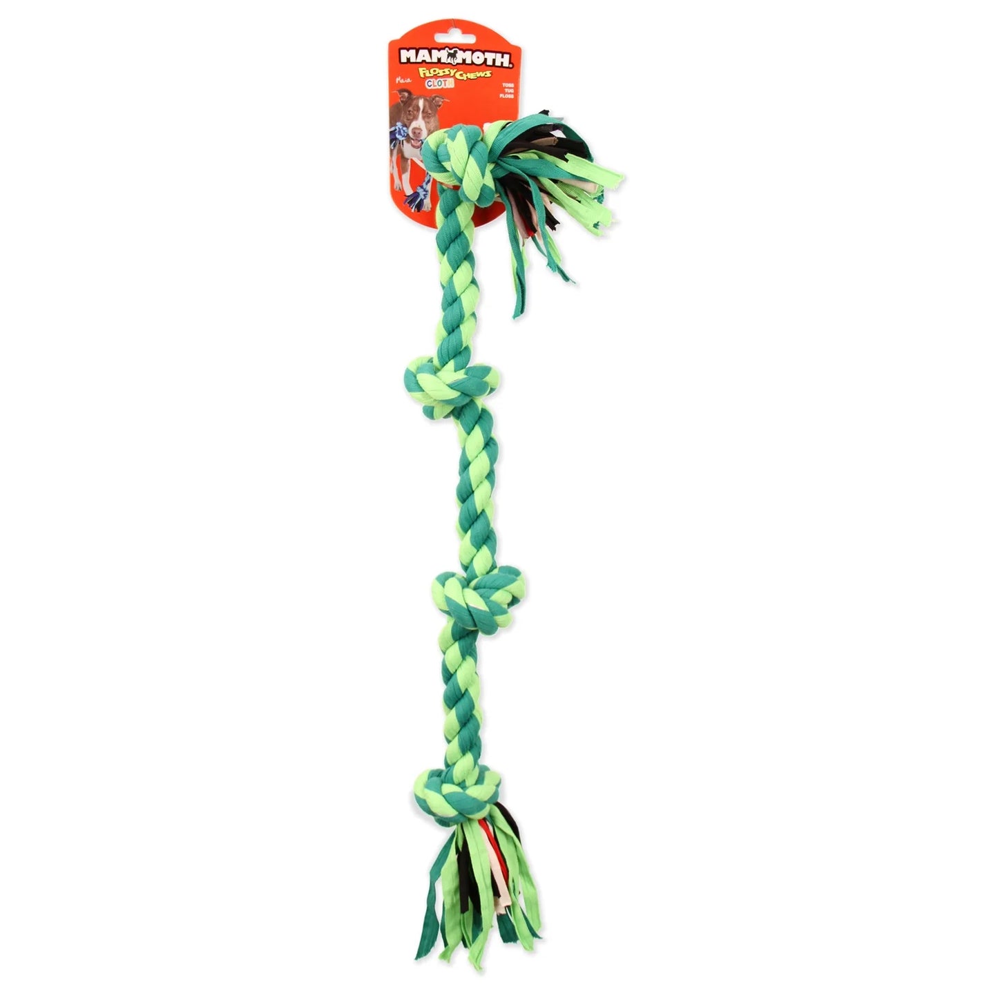 Flossy Chews Large 27" 4-Knot Tug Rope Dog Toy in Assorted Colors
