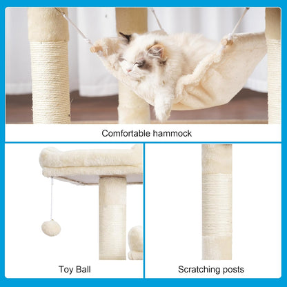 Cat Tree Tower with Sisal Scratching Posts and Spacious Condo, Model MPJ020M