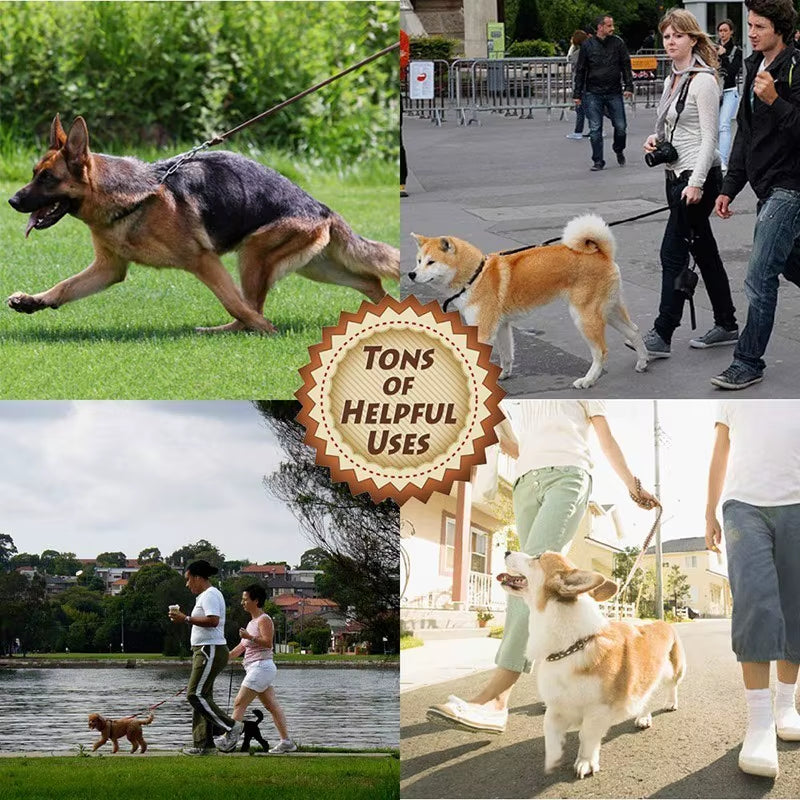 Premium Handmade Cowhide Leather Dog Leash for Large Breeds with Brass-Plated Hardware