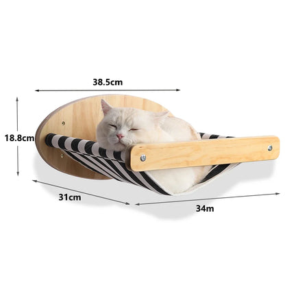 Cat Wall Climbing Shelf and Scratching Post with Hiding House - Multi-Level Pet Furniture Accessories