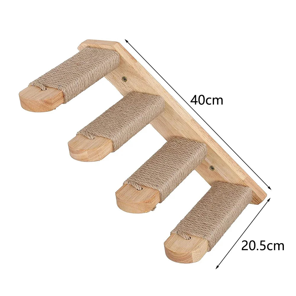Cat Wall Climbing Shelf and Scratching Post with Hiding House - Multi-Level Pet Furniture Accessories