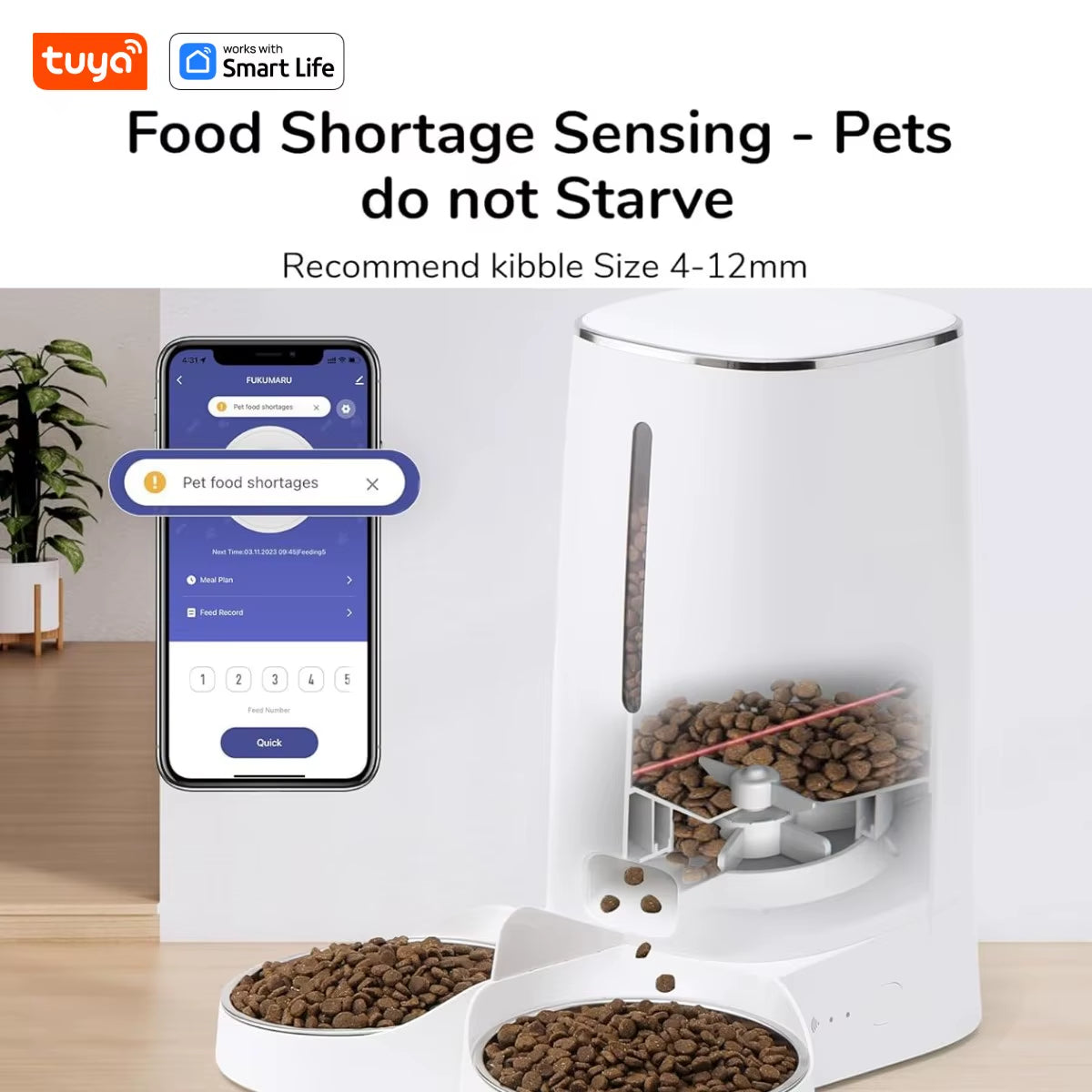 WiFi-Enabled Automatic Cat Feeder for Two Cats, 4L Food Dispenser with App Control, Dual Stainless Steel Bowls, and Low Food Alerts