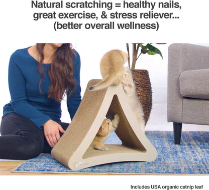 Three-Sided Vertical Cat Scratching Post - Dimensions: 18" x 10.5" x 15.9