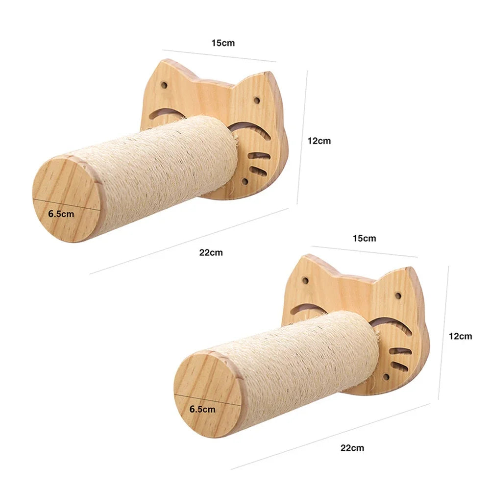 Cat Wall Climbing Shelf and Scratching Post with Hiding House - Multi-Level Pet Furniture Accessories