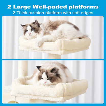 Cat Tree Tower with Sisal Scratching Posts and Spacious Condo, Model MPJ020M