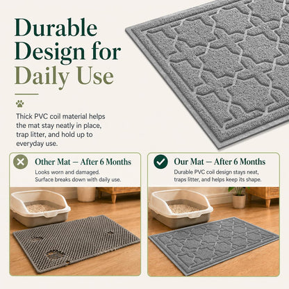 Waterproof Cat Litter Trap Mat, 35.4 x 23.6 inches, Dark Grey