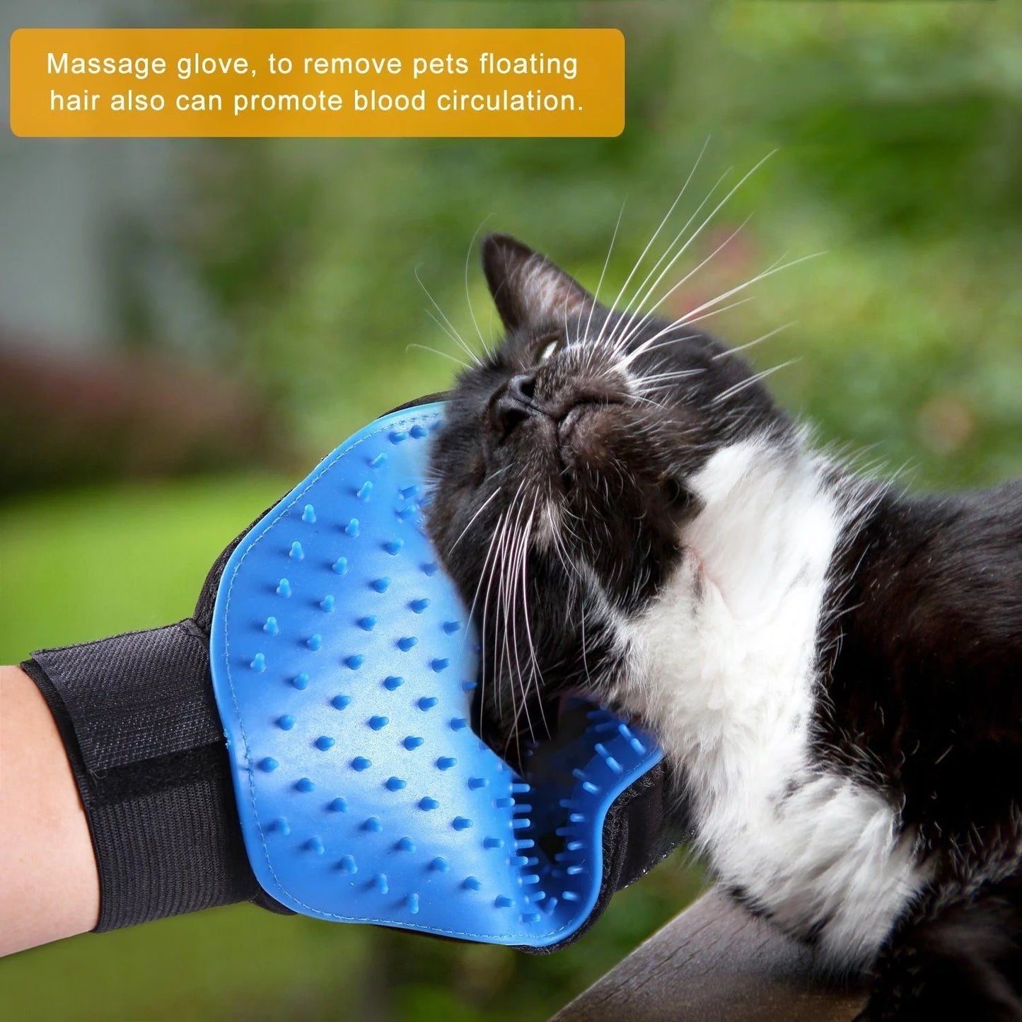 Professional Pet Grooming Gloves for Dogs and Cats - Hair Remover Mitts with Massage and Deshedding Functionality - 1 Pair, Blue